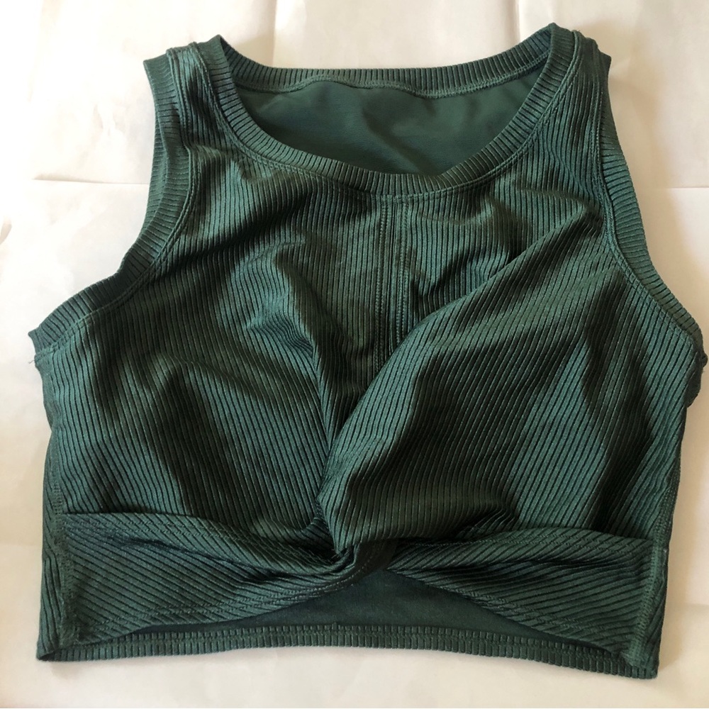 Aerie Shine Cropped Twist Front Ribbed Tank Top